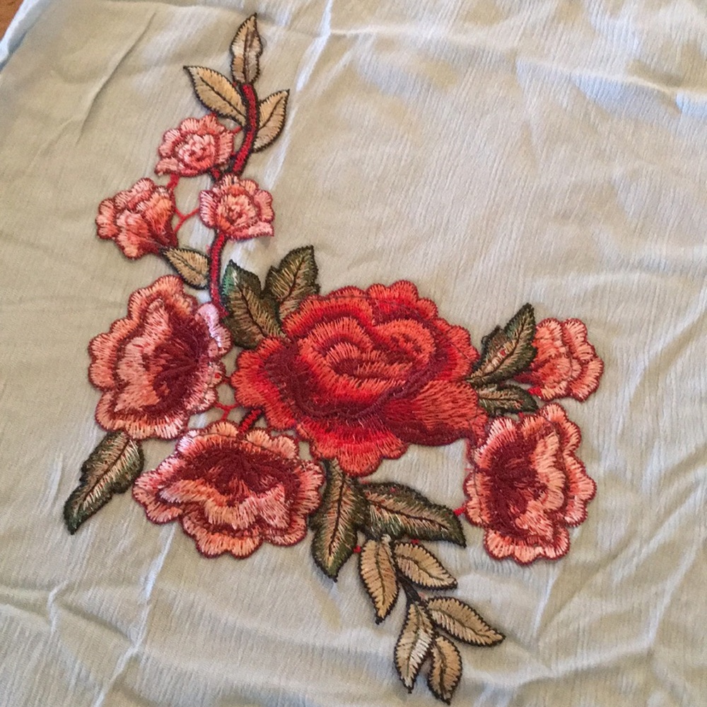 Light blue breezy off shoulder embroidered dress - Picture 7 of 8